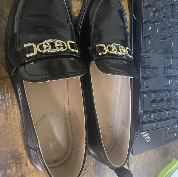 Sam Edelman Black Loafers with Gold Accents - Picture 4 of 13